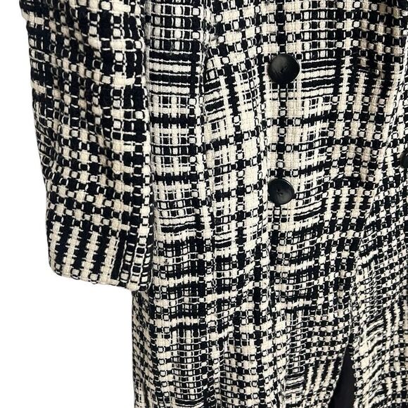 MNG Mango Check Tweed Wool Blend Double Breasted Coat Black & Off White Small - Picture 5 of 9